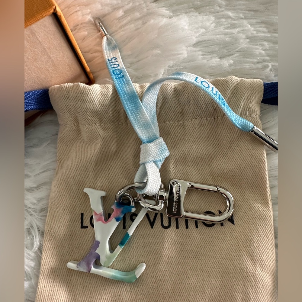 Authentic Louis Vuitton LE‎ Watercolor LV bag Charm Key Holder NEW